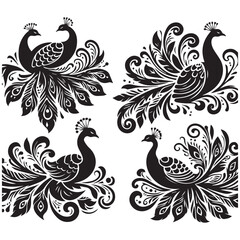 Fototapeta premium create peacock bird Silhouette with white background