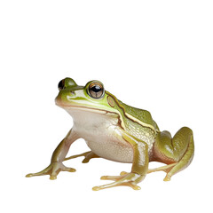 Obraz premium A curious frog is posing, showing its bright green skin