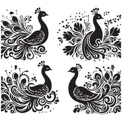 Fototapeta premium create peacock bird Silhouette with white background