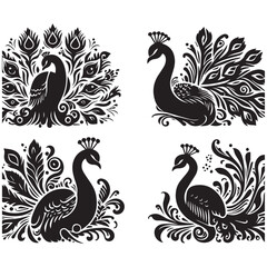 Obraz premium create peacock bird Silhouette with white background