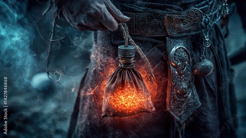 Poster mystical wizard casting spells enchanted forest fantasy art dark atmosphere close-up magic potion co
