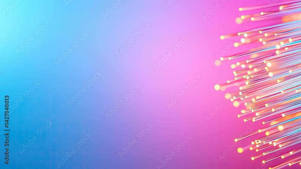 Poster lights of glowing fiber optic cables featuring macro connectors concept. a vibrant abstract backgrou