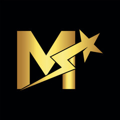 Star Logo combine with letter M vector template