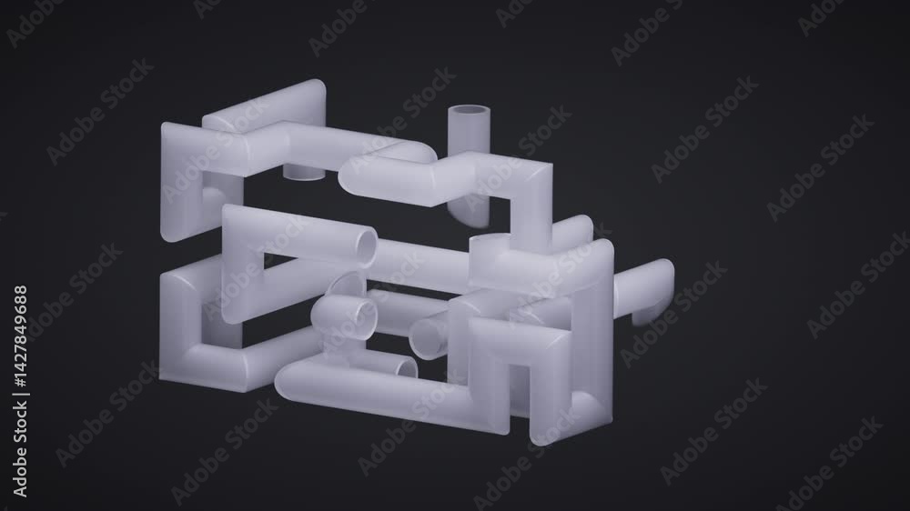 Aufkleber looping 3d animation. abstract geometric background. white tubes spin and rotate. modern volumetric 