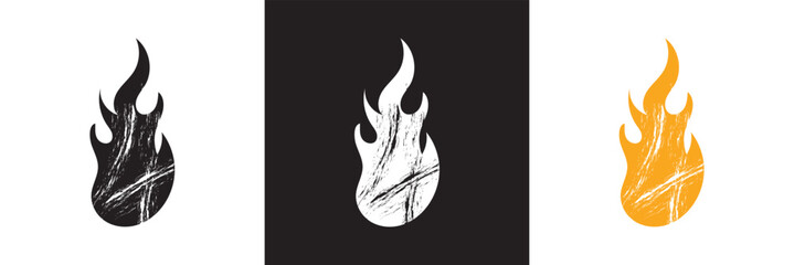 Fire flame icon. Crayon icon. Hot fire icon. Vector for websites, mobile interfaces, presentations, banner, visual branding etc. Vector illustration. isolated on white and black background. EPS 10