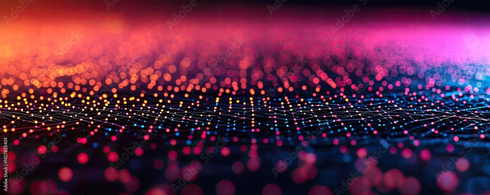Poster lights of glowing fiber optic cables showing network connectors concept. abstract digital pattern wi