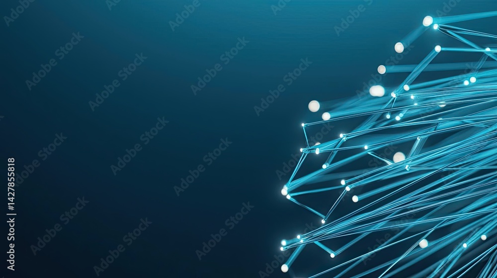 Poster lights of glowing fiber optic cables showing network connectors concept. abstract network lines and 