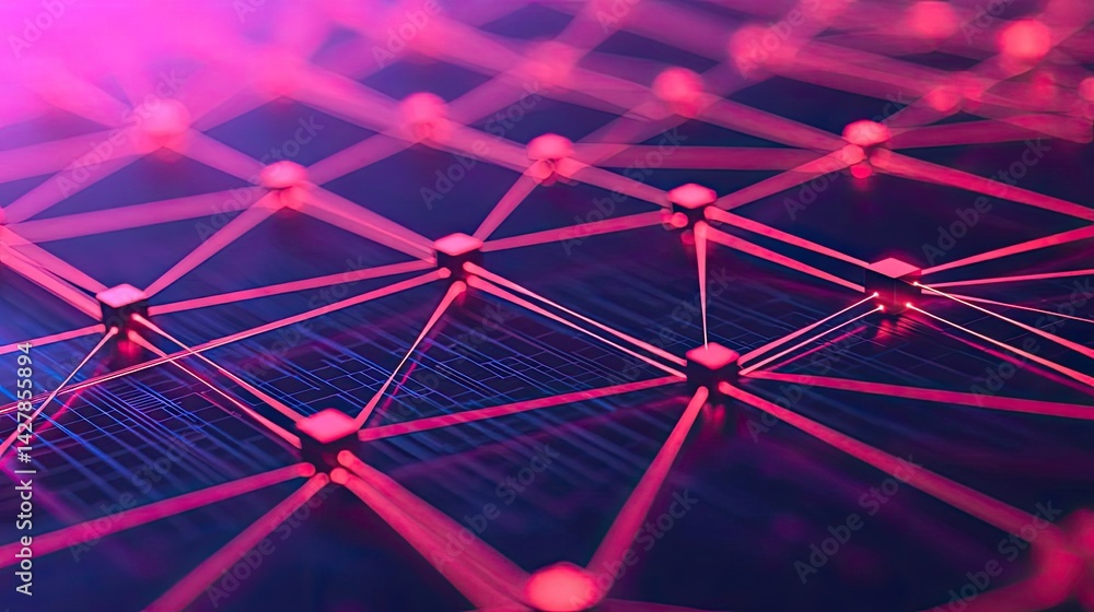 Poster lights of glowing fiber optic cables in digital technology connectors concept. abstract digital netw