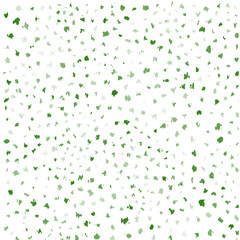 A textured pattern of various green leaf shapes scattered across a white background, creating a fresh and organic feel.