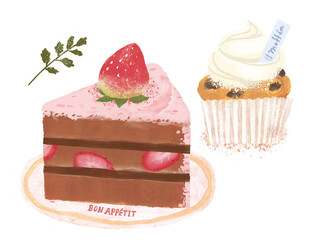 딸기 케이크 머핀