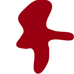 Abstract burgundy shape resembling an organic figure set against a white background, evoking a sense of movement and fluidity.