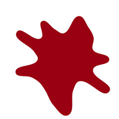Obraz premium A dark red paint splatter shape with irregular edges on a white background.