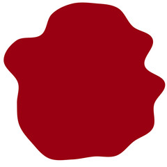 A smooth, irregular blob shape in a deep red color, resembling a paint swatch or abstract design element.