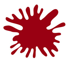 Obraz premium Red paint splash shape with irregular edges on a white background, resembling a vibrant ink or artistic stain.