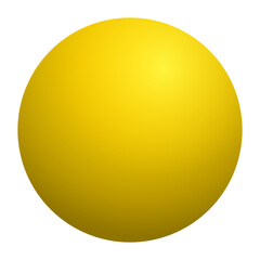 A bright yellow sphere with a smooth, shiny surface, resembling a 3D rendered ball.