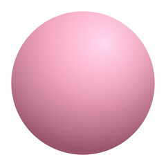 A smooth pink sphere with soft highlights, representing a simple, three-dimensional geometric shape.