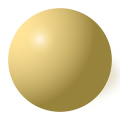 A shiny, golden sphere with a smooth surface and a subtle highlight, casting a soft shadow to the right.
