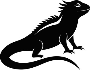 Iguana icon Silhouette vector on transparent background