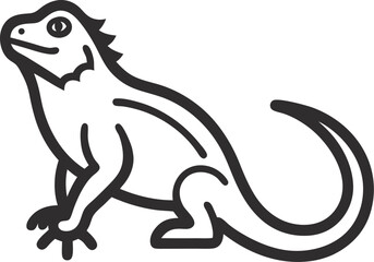 Iguana icon line art vector on transparent background