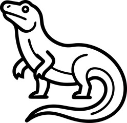 Komodo Dragon icon line art vector on transparent background