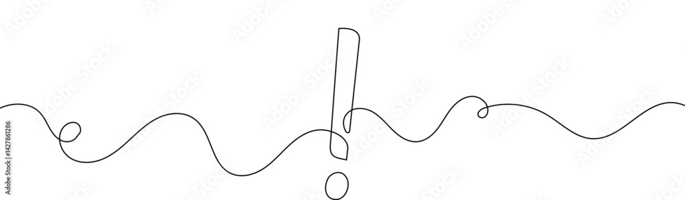 Poster continuous linear drawing of exclamation mark. single-line drawing of an exclamation mark. exclamati