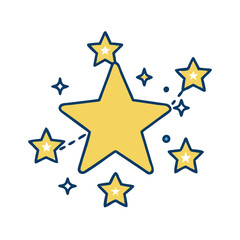 Fototapeta premium Star chart with bright yellow stars and cosmic elements 