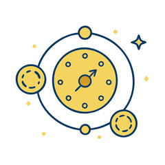 Fototapeta premium Cosmic Clock Icon Illustrating Time in Space 