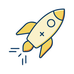 Obraz premium Rocket icon in motion against a simple white background 