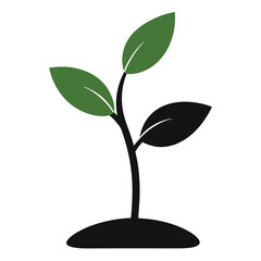 Small Sapling With Leaves Silhouette Minimalist Vector