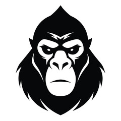 Wild Gorilla Head Silhouette Powerful Vector Illustration
