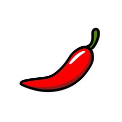 Hot Chili pepper flat design. Organic vegetable sign. Isolated chili peppers icon on white background. Natural food. 