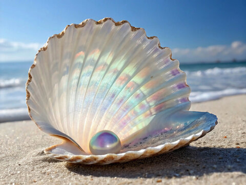 PNG Pearl shell seashell beach invertebrate