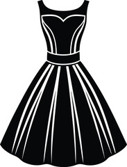Female Dress Silhouette Vector - Simple Black Fashion Illustration