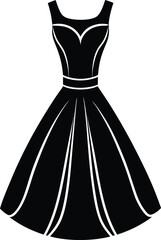Female Dress Silhouette Vector - Simple Black Fashion Illustration