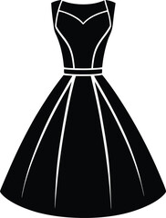 Female Dress Silhouette Vector - Simple Black Fashion Illustration