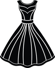 Female Dress Silhouette Vector - Simple Black Fashion Illustration