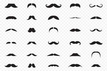 Set of black mustache vector illustration . 