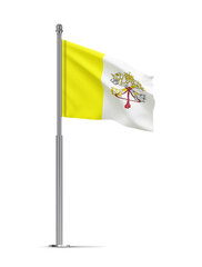 Flag of Vatican City isolated on white background. 3d-rendering