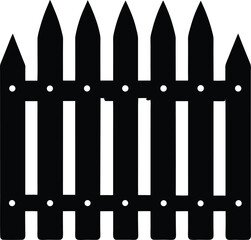 Fence Silhouette Vector - Simple Black Outdoor Structure Illustration