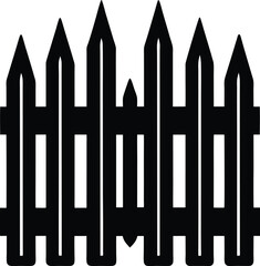 Fence Silhouette Vector - Simple Black Outdoor Structure Illustration