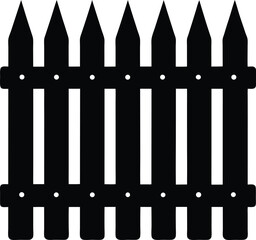 Fence Silhouette Vector - Simple Black Outdoor Structure Illustration