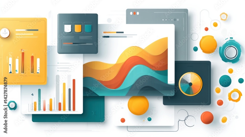 Poster modern dashboard displaying oil analytics with clean ui design and vibrant elements in a professiona