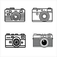 Camera outline vintage retro photography icon vector illustration graphic design element set collection