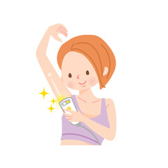 自分で脇毛を脱毛する女性