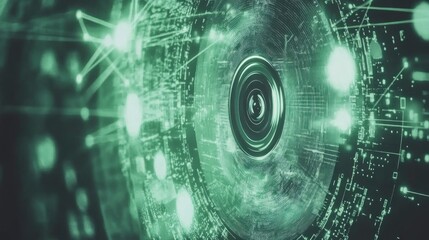 Obraz premium Global network surveillance system visualized through abstract technology.