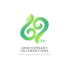 69 years anniversary celebrations logo concept