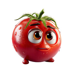 Obraz premium Adorable Cartoon Tomato Character with Water Droplets