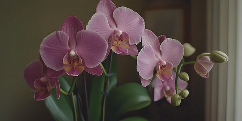 Plakat Pink Orchid Bloom Indoor Plant.