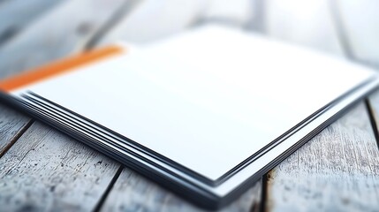 Blank sheets of paper stacked on a wooden table, with soft lighting creating a serene atmosphere