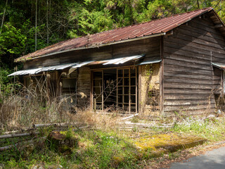 朽ち果てた山奥の廃墟